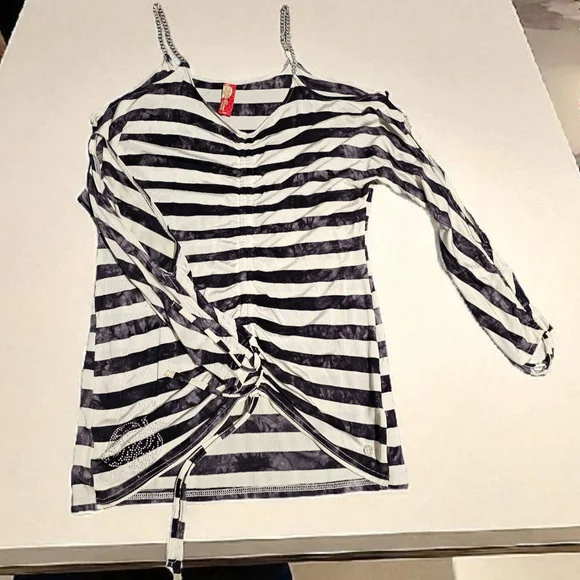 Apple Bottoms Black and White Striped Blouse - Picture 1 of 5